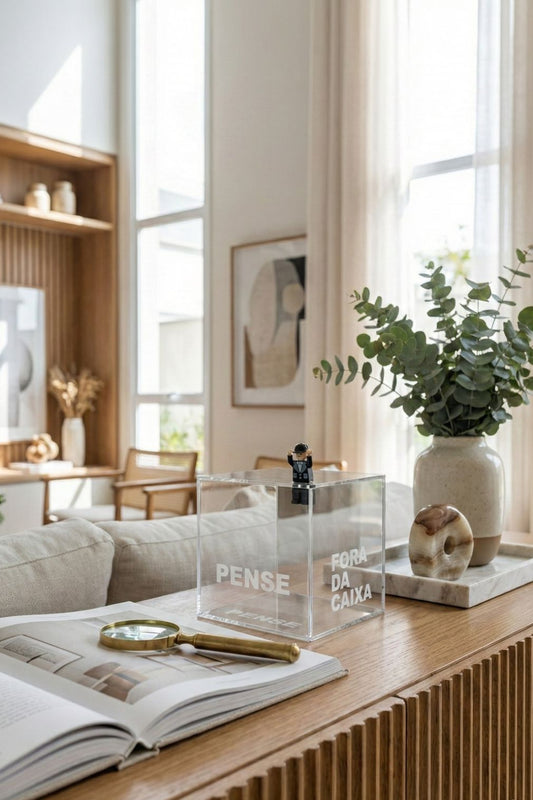 ESCULTURA PENSE FORA DA CAIXA - 12x12x12