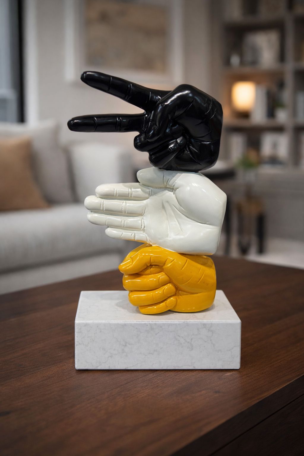 ESCULTURA PEDRA,PAPEL,TESOURA - 37x19