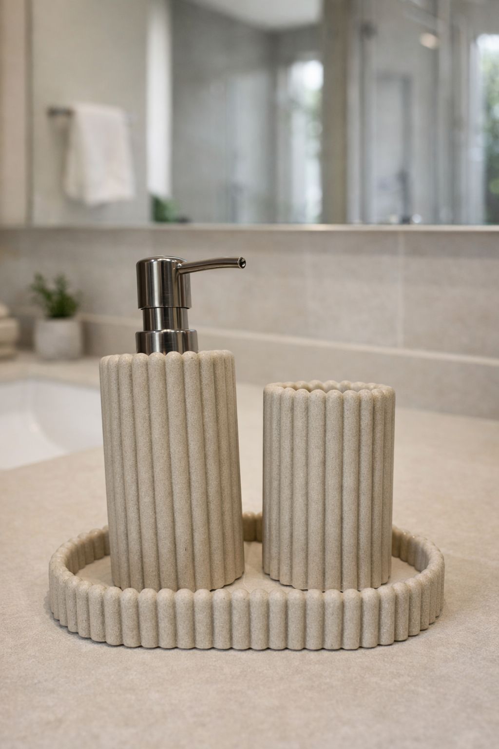 KIT DE BANHEIRO LINEAS BRANCAS - 3 peças