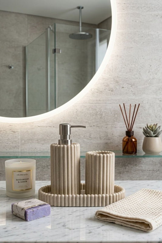 KIT DE BANHEIRO LINEAS BRANCAS - 3 peças