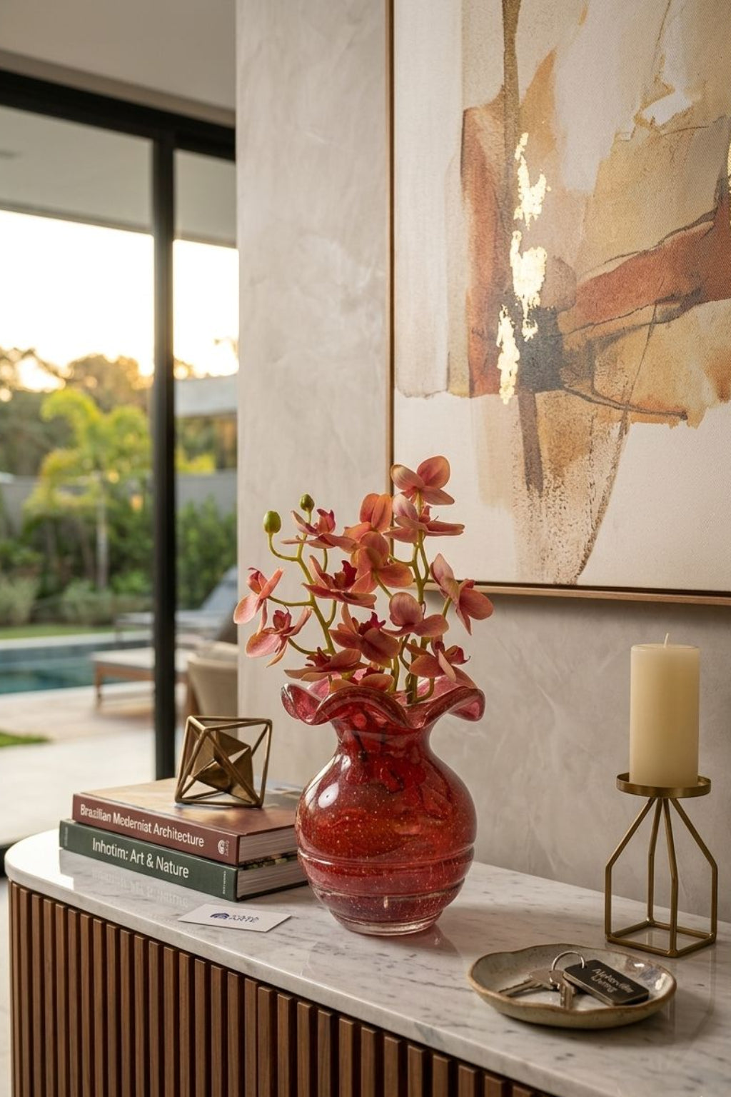 VASO EM MURANO VERMELHO - 16,5x14