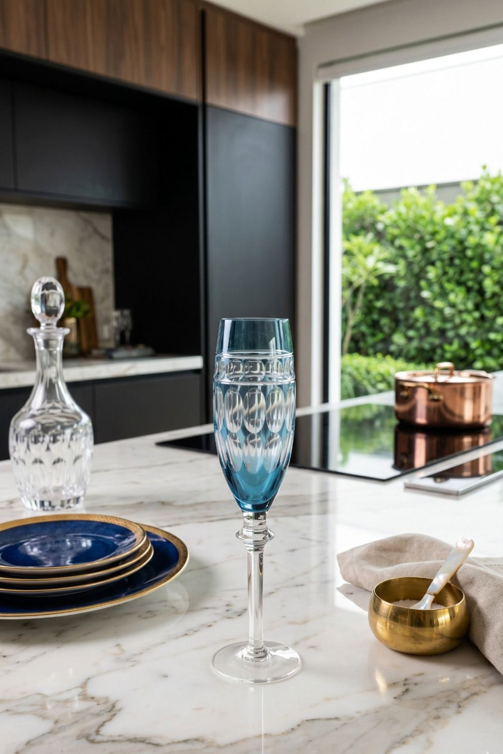TAÇA CHAMPAGNE CONCAVA AZUL CLARA - 24x7