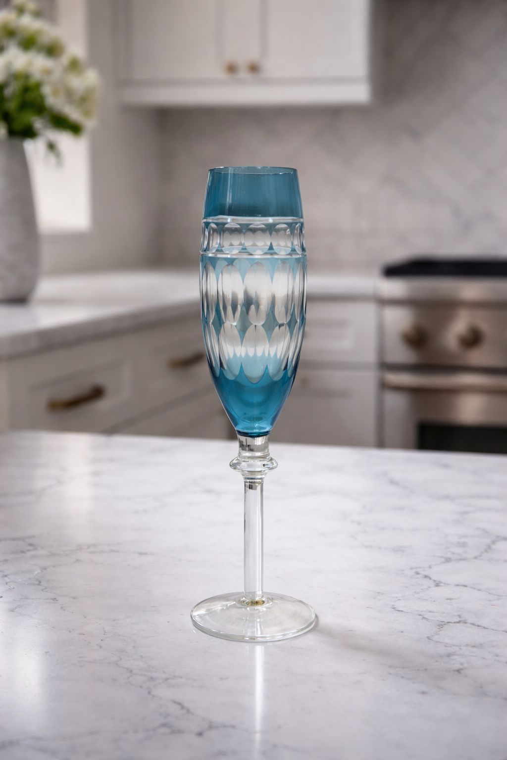 TAÇA CHAMPAGNE CONCAVA AZUL CLARA - 24x7