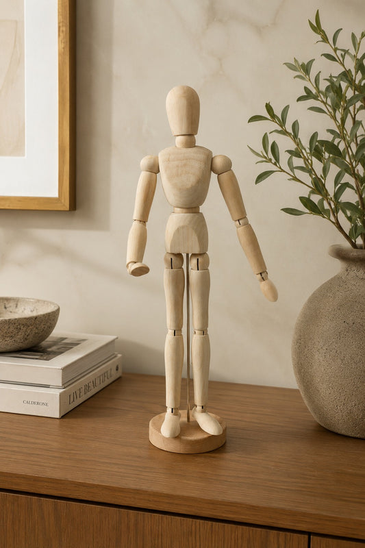 ESCULTURA MANEQUIM EM MADEIRA FLEXIVEL - 33cm