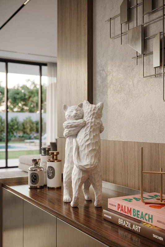ESCULTURA ABRAÇO FELINO - 30x15