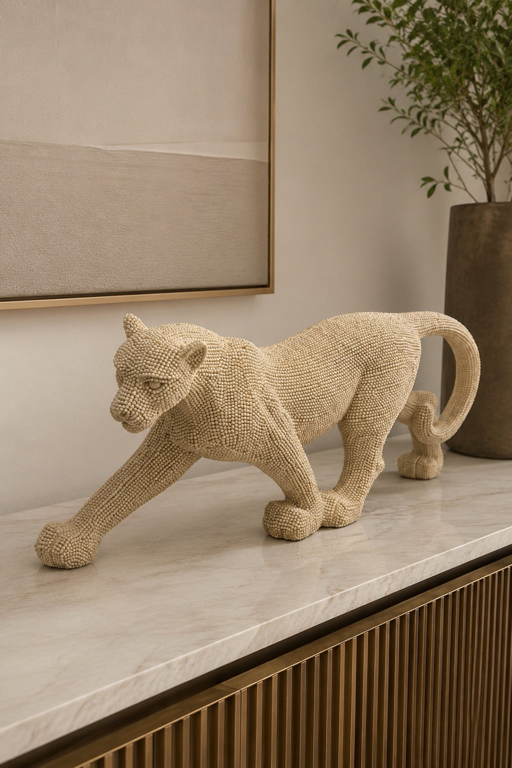 ESCULTURA LEOPARDO SAVANA - 40x16