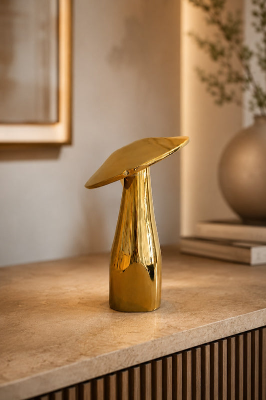 ESCULTURA COGUMELO DOURADO - 21x14