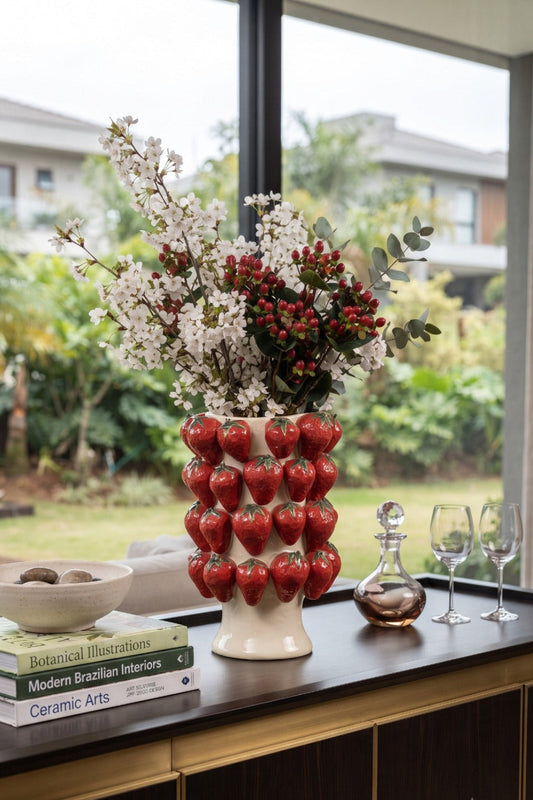 VASO EM CERÂMICA JARDIM DE MORANGOS - 30x21