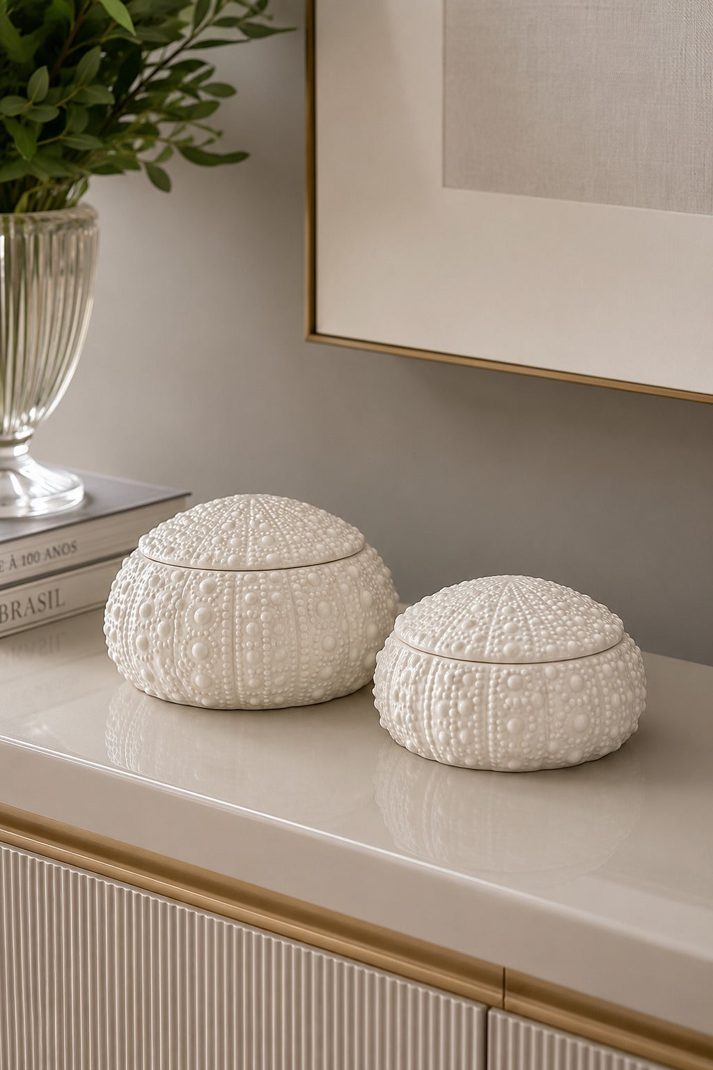 CONJUNTO DE CAIXAS EM CERÂMICA CONCHAS - 2 peças