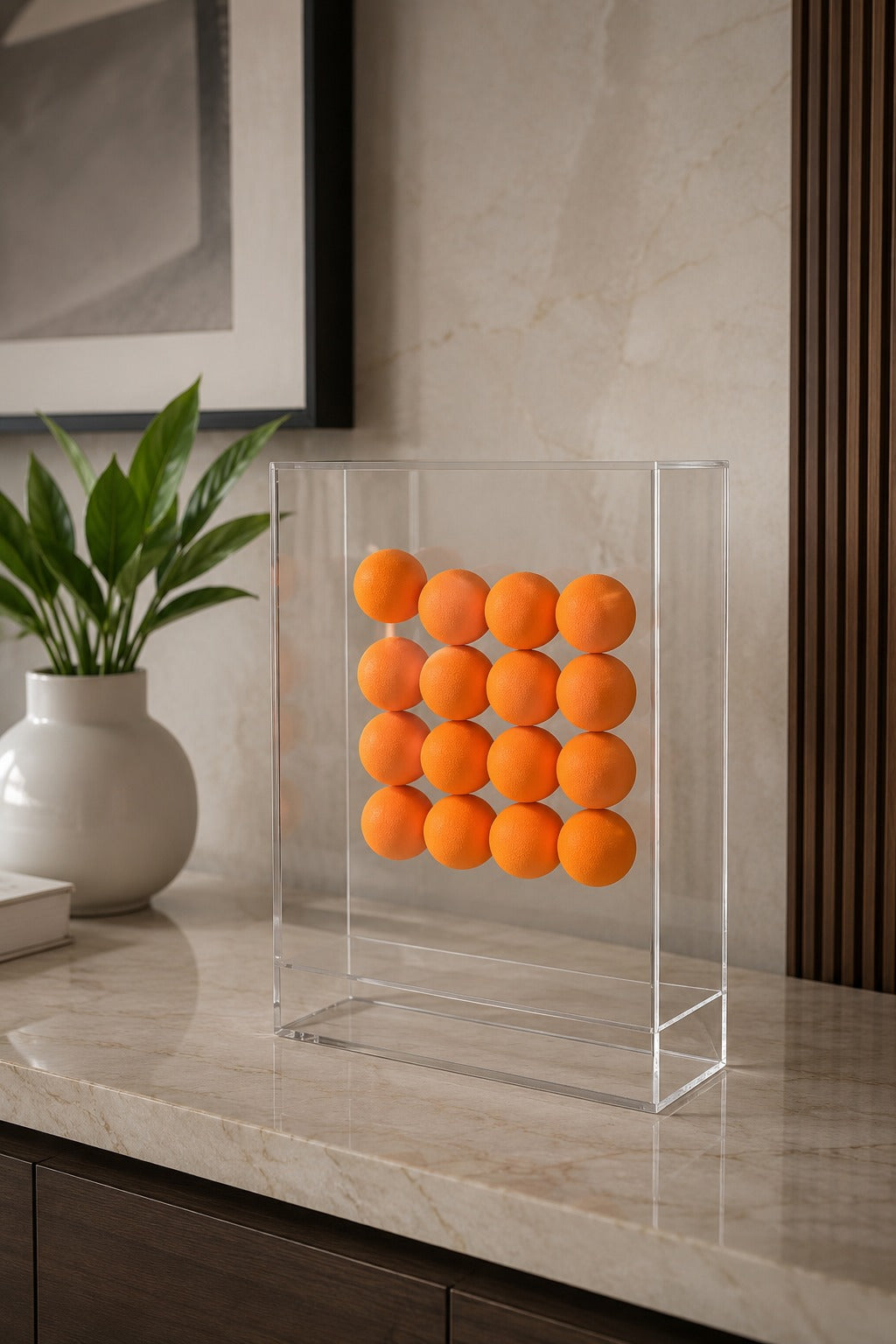QUADRO ACRILICO ORANGE DOTS - 30x24