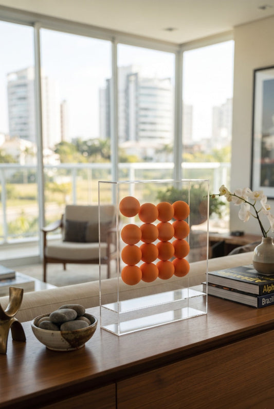 QUADRO ACRILICO ORANGE DOTS - 30x24