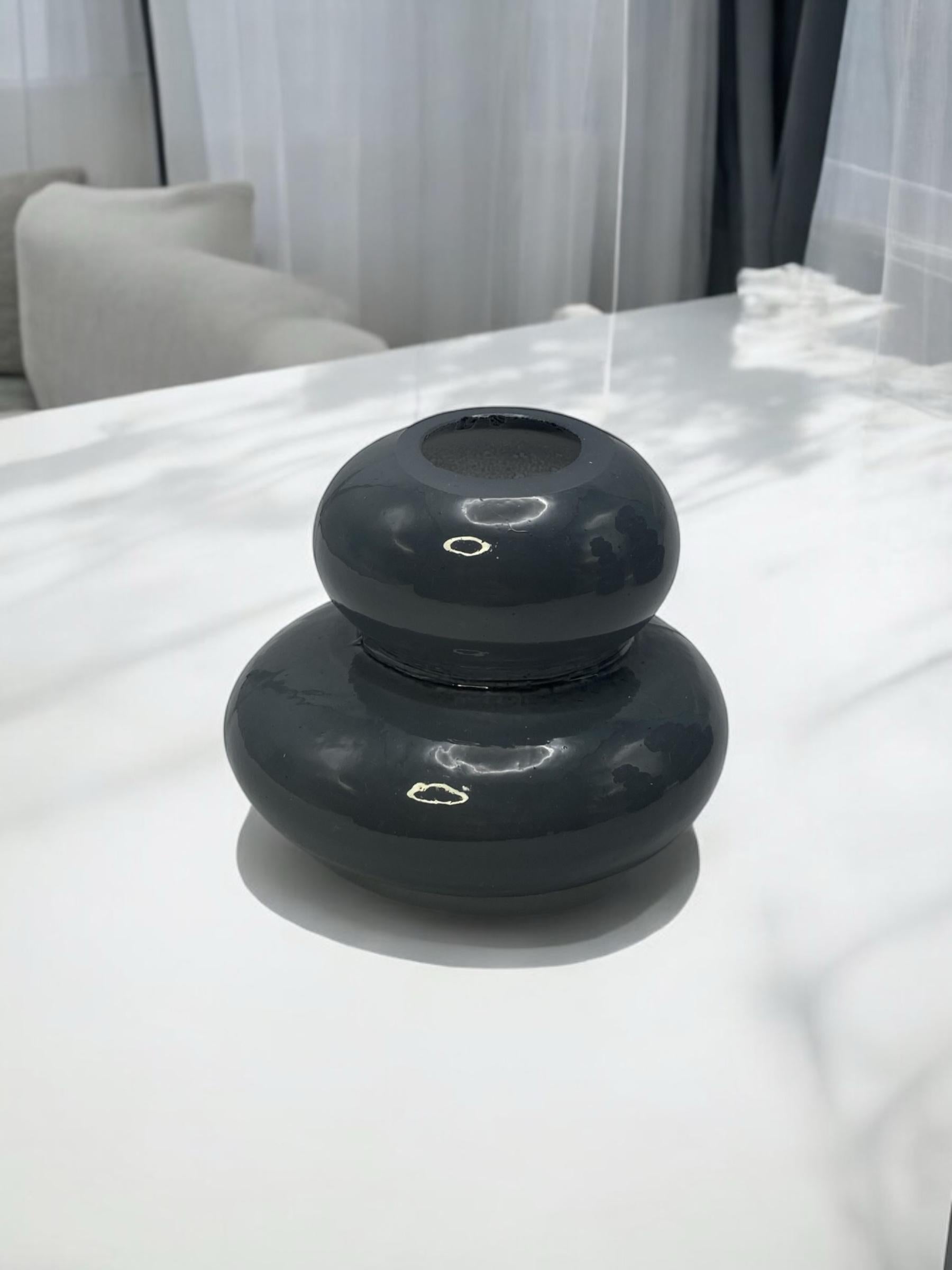 VASO DE VIDRO PILED ROCKS CINZA - 11x9