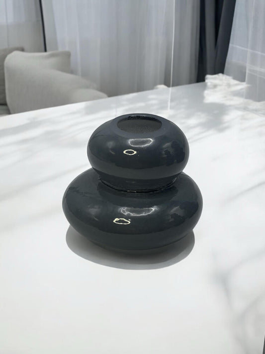 VASO DE VIDRO PILED ROCKS CINZA - 11x9