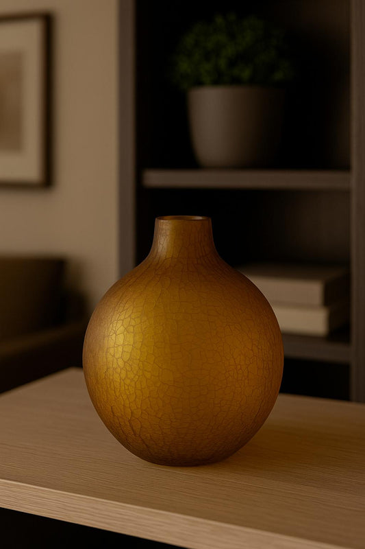 VASO EM VIDRO ÂMBAR ORBE - 22x19