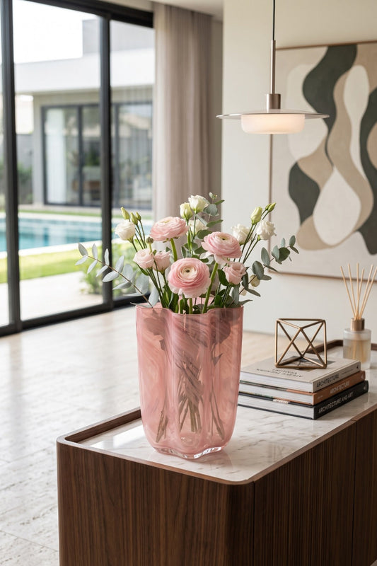 VASO EM VIDRO ROSÉ - 25x17