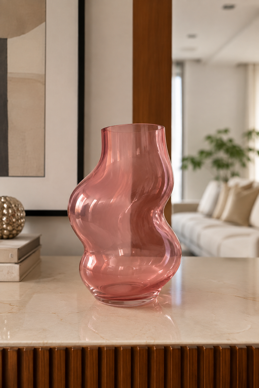 VASO SNAKE ROSE DE VIDRO - 22,5x13,5